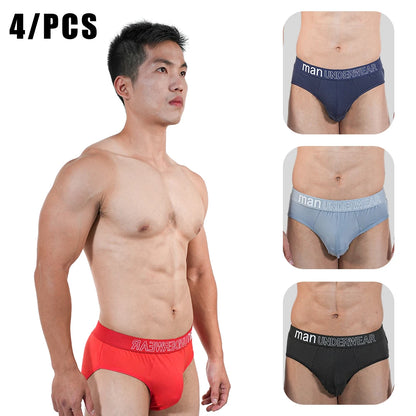 4pcs Mens Briefs Underpants Loose Plus Size Briefs Mid Waist Black Gray Sports Underwear Heavyweight Boys Breathable Panties 6XL