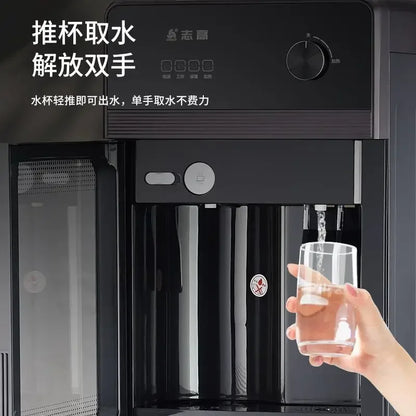 Household water dispenser with top bucket to prevent dry burning with child lock vertical type can cool and heat