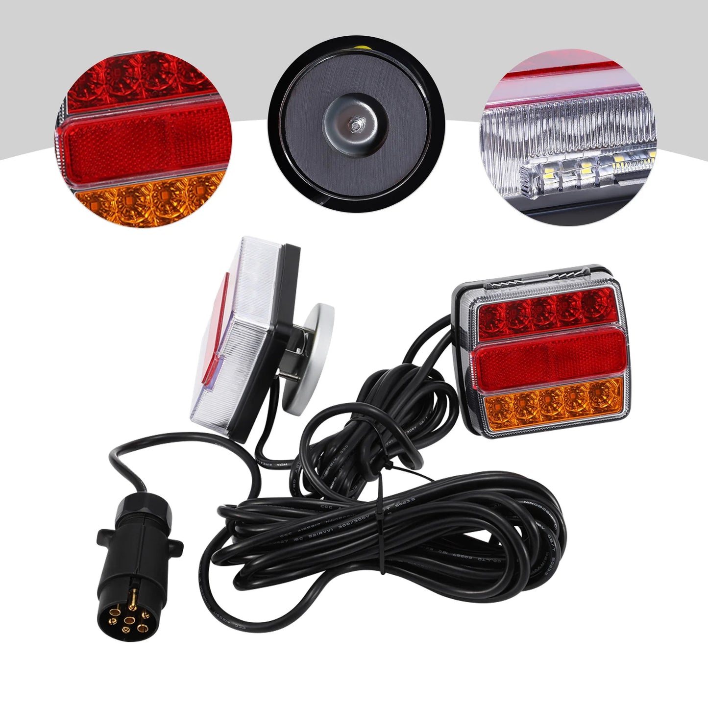 3256807765834798Led Trailer Tail Light Set, 12v, With 7-Pin Plug, Durable Material, Easy To Install, Improves Visibility, Licens