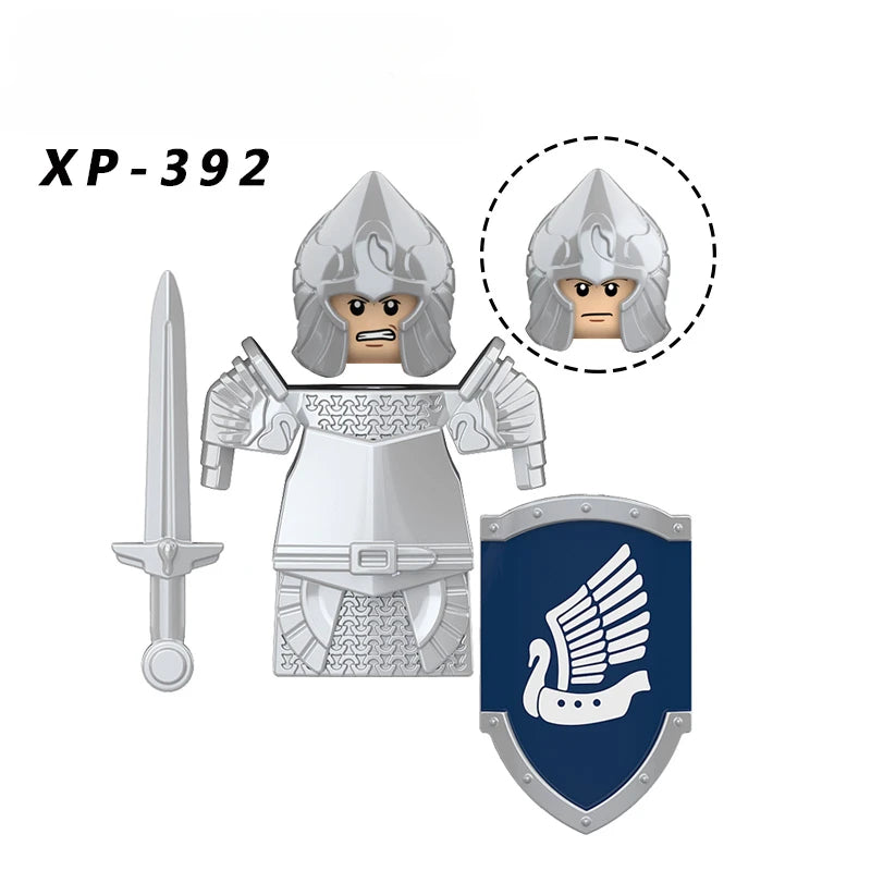 KT1051 Gondor Medieval Knight Building Blocks Figures Lancer Archer Soldier Minifigures With Helmet DIY Bricks Toys For Gift