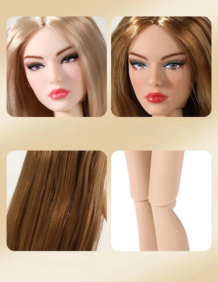 1/6 Scale Supermodel Female Body with 14 Joints Includes Multiple Wig Options And Extra Head for Collectible Figures