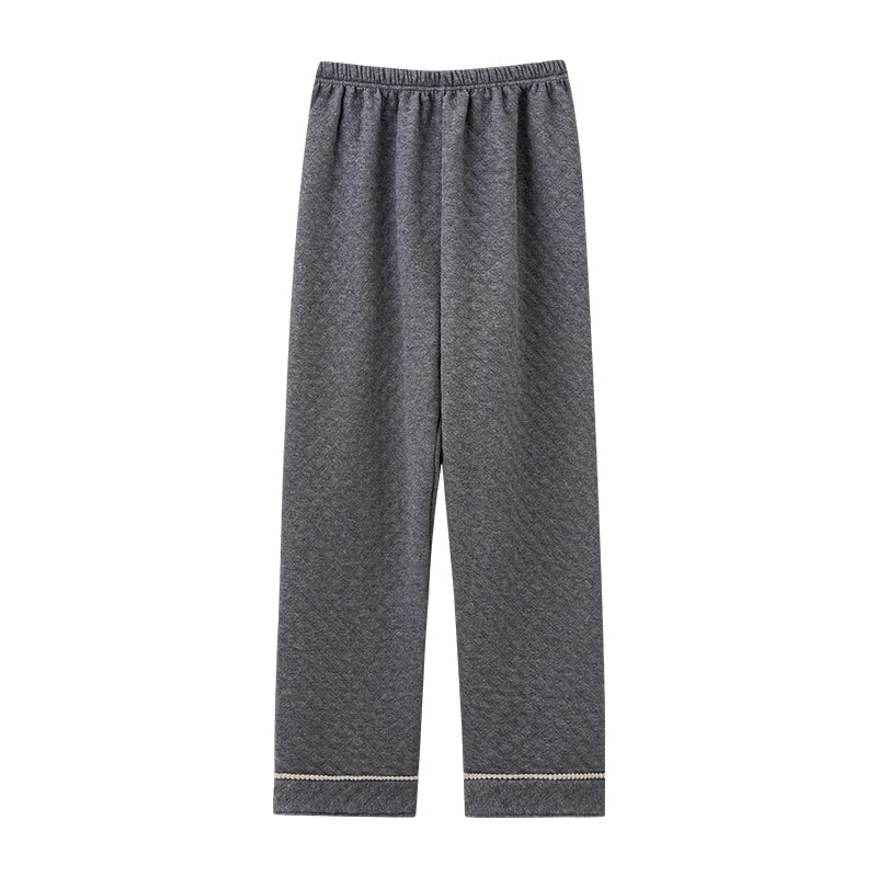 Man pajamas pants autumn winter 3layers cotton interlayer long pants Japanese style elastic waist casual male home sleep bottoms