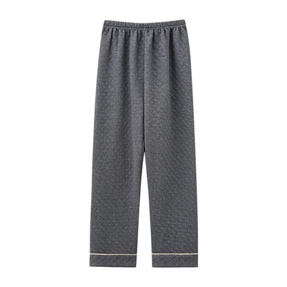 Man pajamas pants autumn winter 3layers cotton interlayer long pants Japanese style elastic waist casual male home sleep bottoms