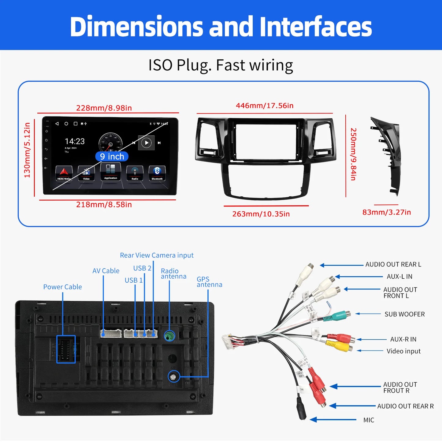 DAB+ 9“ Android 15 For Toyota Fortuner HILUX Revo Vigo N70 2007-2015 Multimedia Video Player Stereo GPS 2din Carplay Car Radio