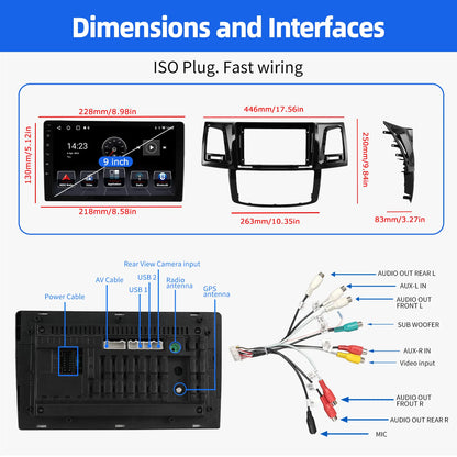 DAB+ 9“ Android 15 For Toyota Fortuner HILUX Revo Vigo N70 2007-2015 Multimedia Video Player Stereo GPS 2din Carplay Car Radio
