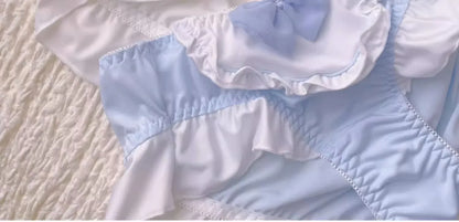 MOYISU Kawaii Lolita Bra Set, Bunny Ear Cutout No Wire Bralette Soft Sweetheart Lingerie Small Bust Pure Sexy Japanese Ya Ma Die