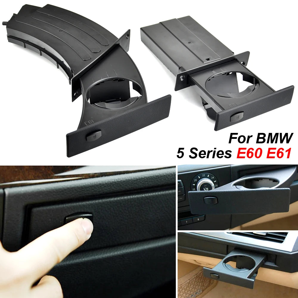 Front Left Right Cup Holder Drink Rack Black Holders For BMW E60 E61 M5 525i 528i 530i 535i 2002-2010 51459125622 51459125626