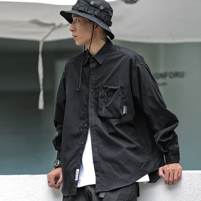 Autumn New Japanese Loose Shirt Cityboy Multi Pocket Shirt Trendy Brand Fashionable Loose Long Sleeve Shirt for Men and Women