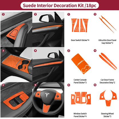 Top Suede For Tesla Model 3 Model Y (2019-2024) Door Switch Button Trim Cover Protection Decoration Car Interior Accessories