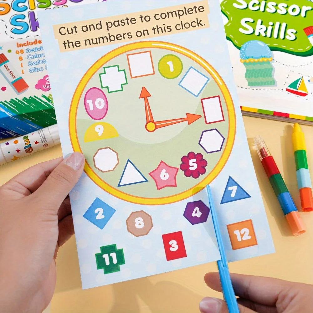 Scissor Skills Activity Book Fun Cutting & Creative Activities for Toddlers Child-Safe Scissors DIY Craft Kit Gift for Kids
