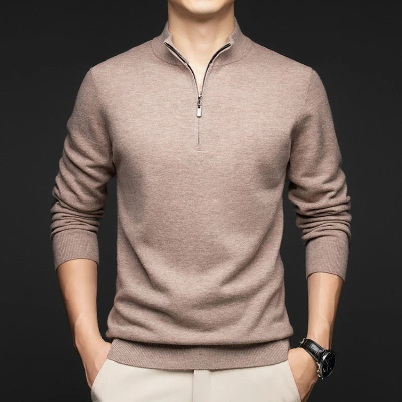 100% Australian Merino Wool Sweater, 350g Thickened High-Neck Zip-Up, Thermal Breathable