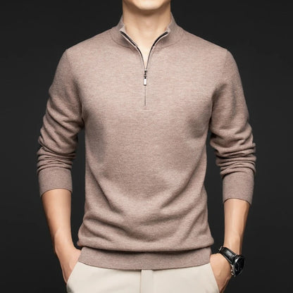 100% Australian Merino Wool Sweater, 350g Thickened High-Neck Zip-Up, Thermal Breathable