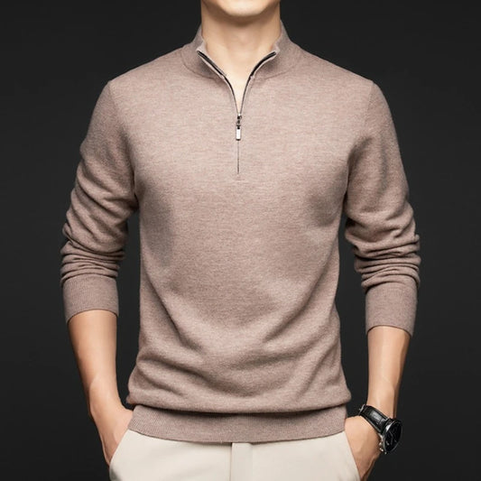 100% Australian Merino Wool Sweater, 350g Thickened High-Neck Zip-Up, Thermal Breathable