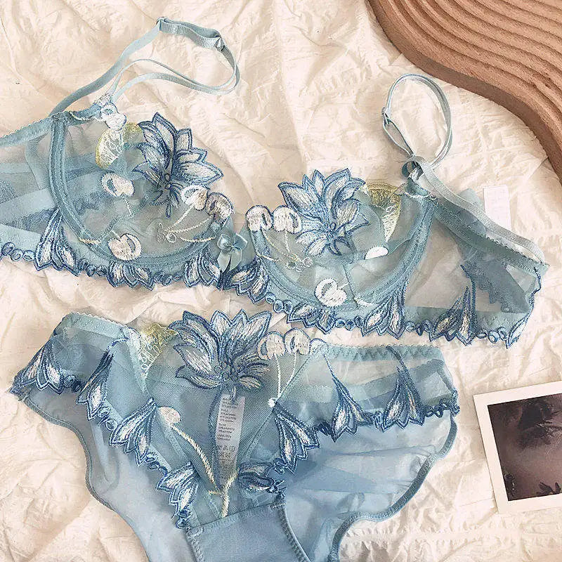 Sexy French Ultra Thin Lace Embroidery Underwire Bra Summer Minimizer Full Coverage Slimming For Busty Women Daily Wear 32-38ABC