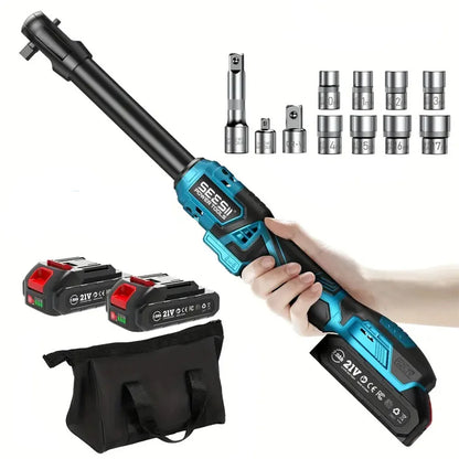 Seesii 21V 6.3'' Extended Electric Ratchet Wrench 3/8"80Nm Cordless Electric Wrench Rechargeable Angle Wrench Car Handheld tools