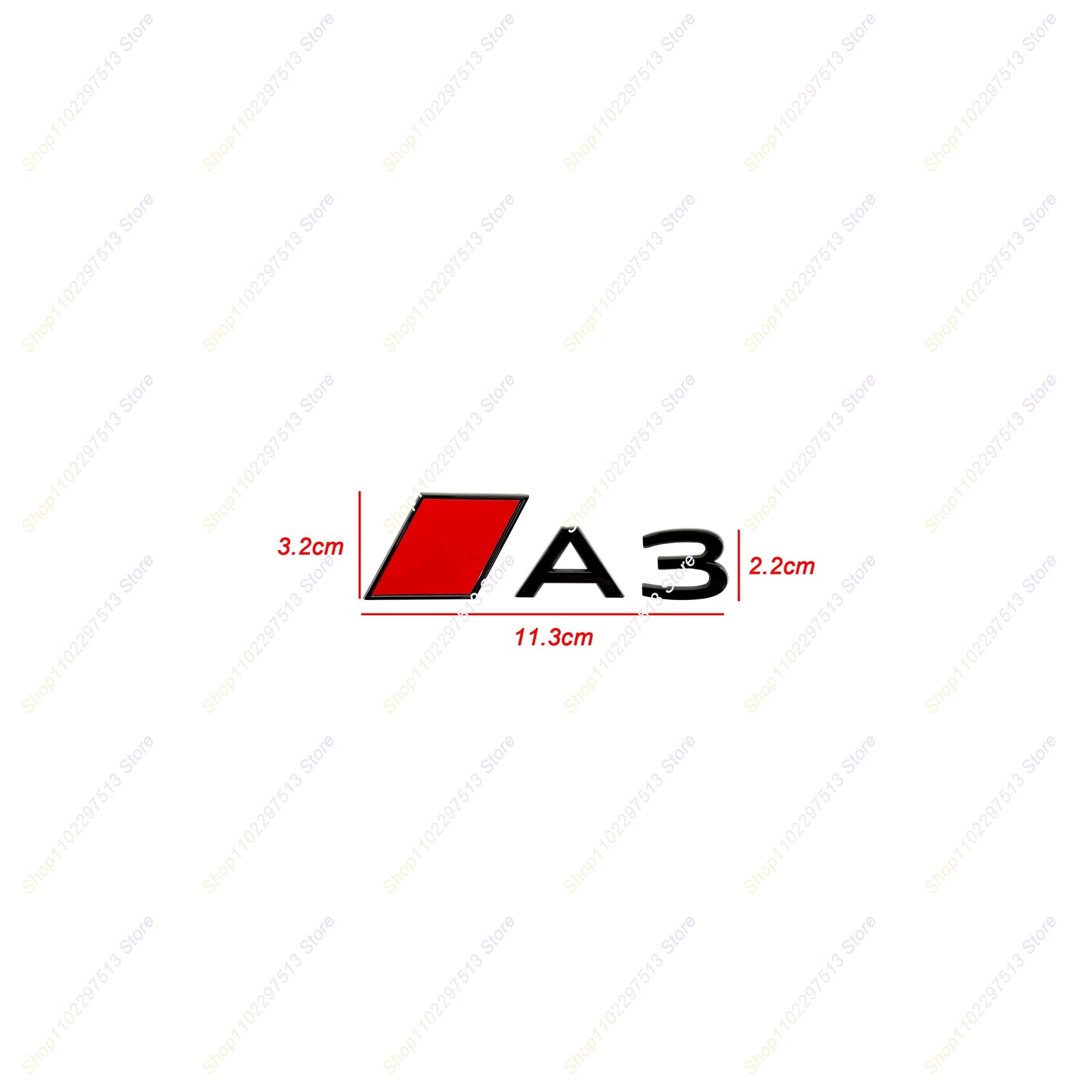 New Car Fender Badge Sticker Accessories 3D Stereoscopic Glossy Black Red Block Letters Emblem For A3 A4 A5 A6 A7 A8 Series