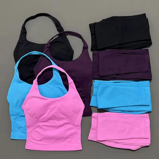 2 Pieces Sportswear Women Yoga Set Gym Clothes Sportswear Yoga Suits High Waist Scrunch Fitness Tracksuits  Pilates Set