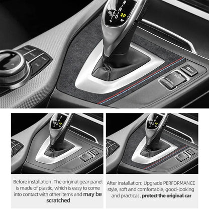Center Console Gear Shifter Panel Trim Sticker For BMW F20 F21 2012-2019  Made of Alcantara Carbon Fiber Car Interior Accessory