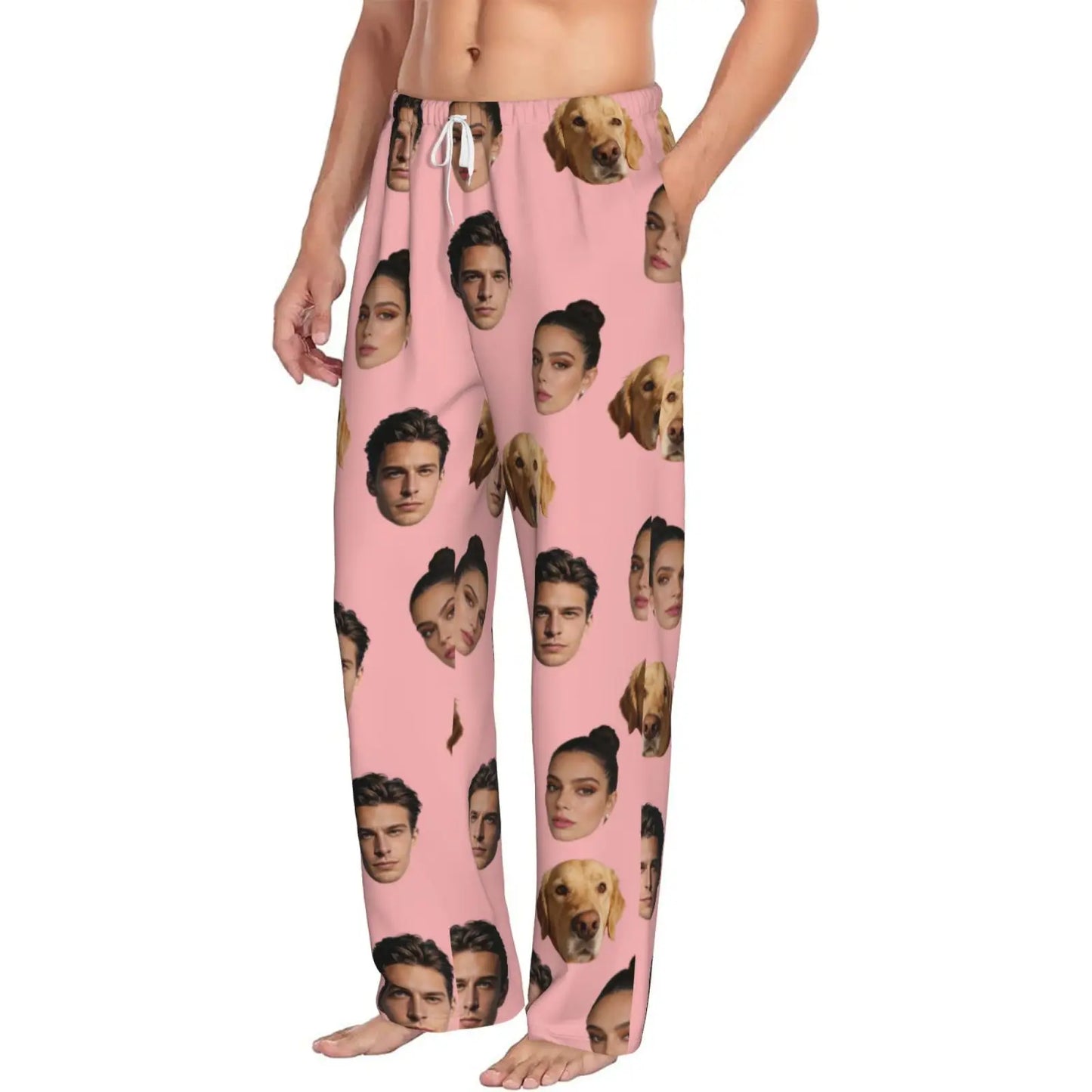 Customized sleeping pants with personalized facial photos long sleeved warm sleeping pants for both men and women  fun Christmas