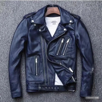 Winter and Autumn Men's Oversized Button-down PU Leather Coat with Multiple Zippers Polo Jacket, with Many Zippers Mens Jacket