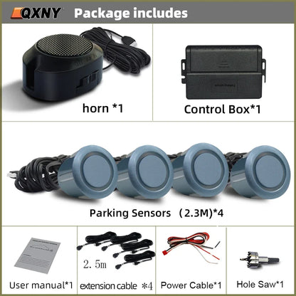 Professional Front Parking Sensor Kit Auto Parktronic Vehicle Assistant System Buzzer Alarm Volume Can be Adjusted Universal