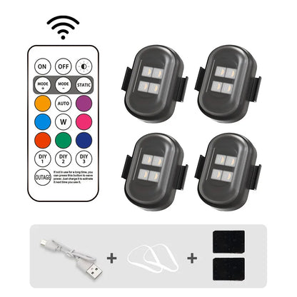 RGB Led Car Strobe Lights Motorcycle LED Flash Position Wireless Light Aircraft Airplane Helicopter Warning Lights Accessories