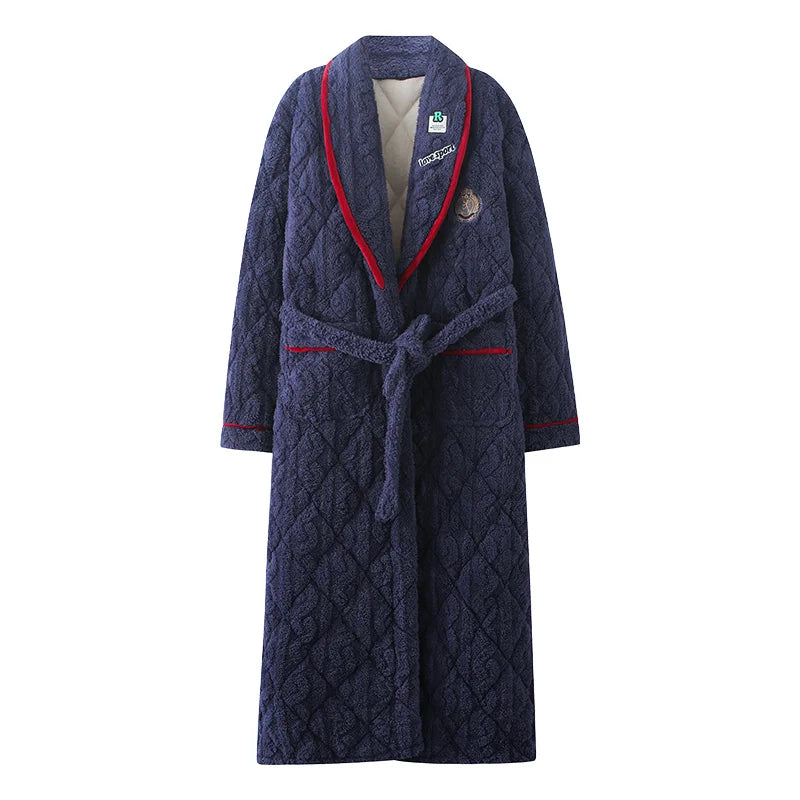 Winter Men Bath Robe 3 Layer Clip Cotton Bathrobe Male Dressing Gown Pijamas Hombre