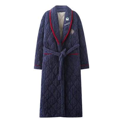Winter Men Bath Robe 3 Layer Clip Cotton Bathrobe Male Dressing Gown Pijamas Hombre