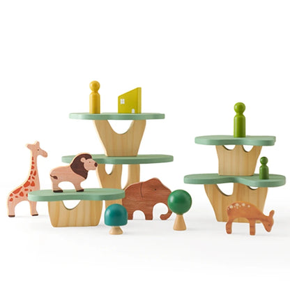 Forest Building Blocks Wooden Montessori Toys Creative 3D Puzzle Scene Placement Game Baby Balance Toy Room Decoration Baby Gift