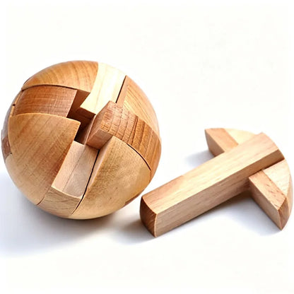 Classic Wooden Puzzle Ball Magic Brain Teasers Assembly Interlocking Toys IQ Logic Mind Challenge Games for Adults & Kids