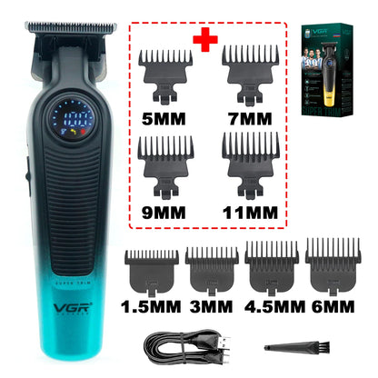 VGR V-996 Trimmer for Men DLC T-Blade LED Display Cordless USB Oil Head Professional Hair Clipper Finishing Machine Haircut