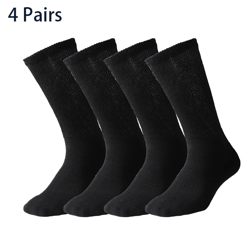 Men's Diabetic Socks Non‑Binding Top Loose Cuff, Seamless Breathable Comfort Socks for Swollen Feet & Blood Circulation Support