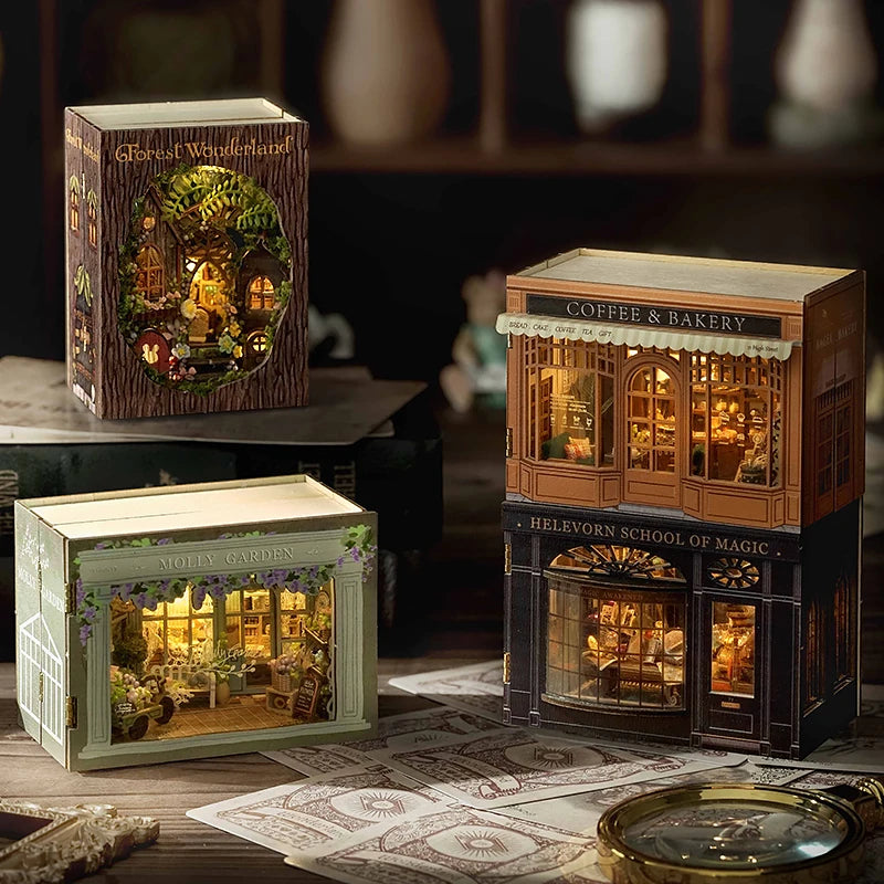 DIY Miniature 3D Puzzles Wooden Forest Wonderland Doll House  Assembly Building Model DollHouses Toys Home Crafts Gifts