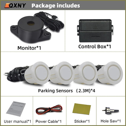 Car Auto Parktronic Reverse Backup Radar With 4 Parking Sensors Kit Buzzer Sound Alarm Detector System Rear No Display Monitor