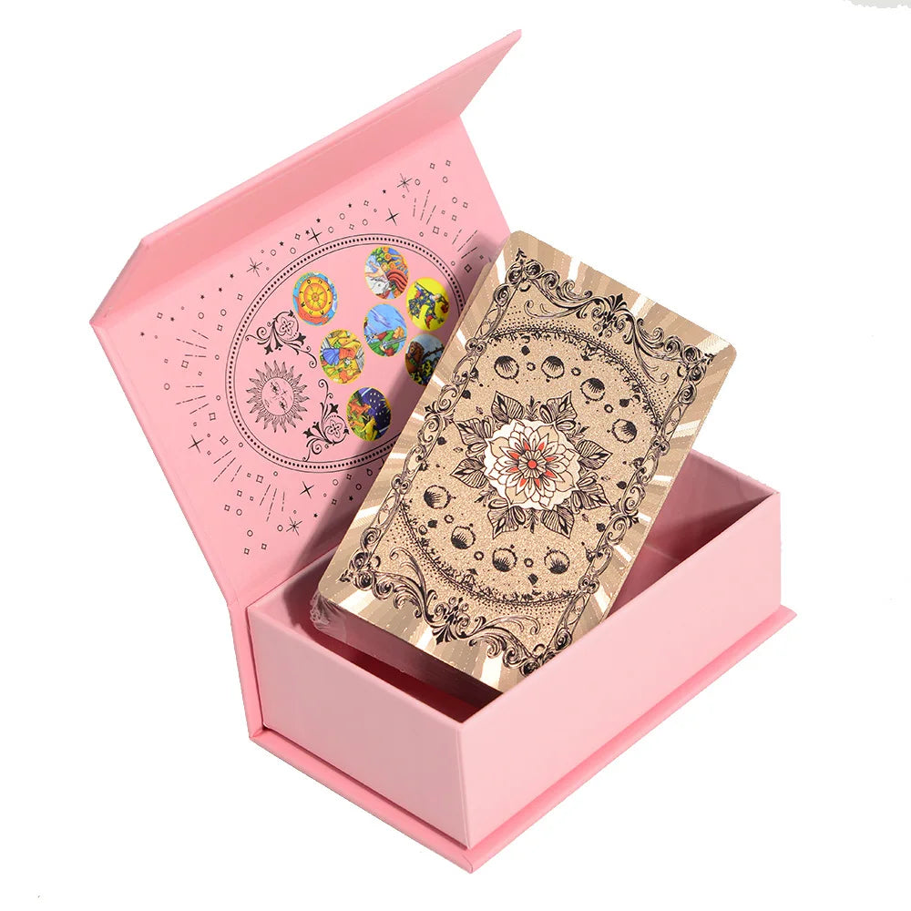 78Pcs Pink Classic Wait Tarot Cards with Guide Book Divination Deck Family Party Board Fate Card Fortune Telling Game
