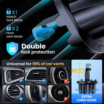 TOPK Car Phone Holder Mount Upgraded Stainless Steel Hook Cell Phone Holder for Car Air Vent Mag-Safe Compatible All Phones