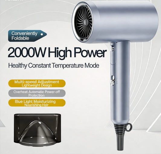 Portable Hair Dryer Hot Cold Wind Air Brush Hairdryer Negative Lonic Blow Dryer Strong PowerDryer Salon Tool 2000W