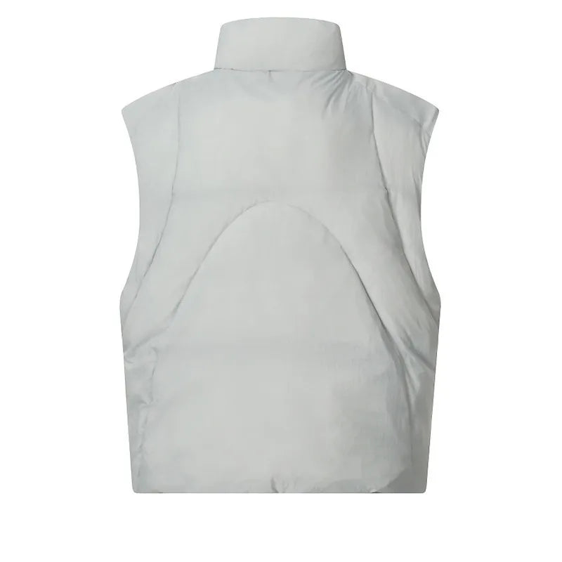 Winter men's high street trendy loose casual versatile sleeveless camisole, thick half high collar cotton jacket, vest jacket