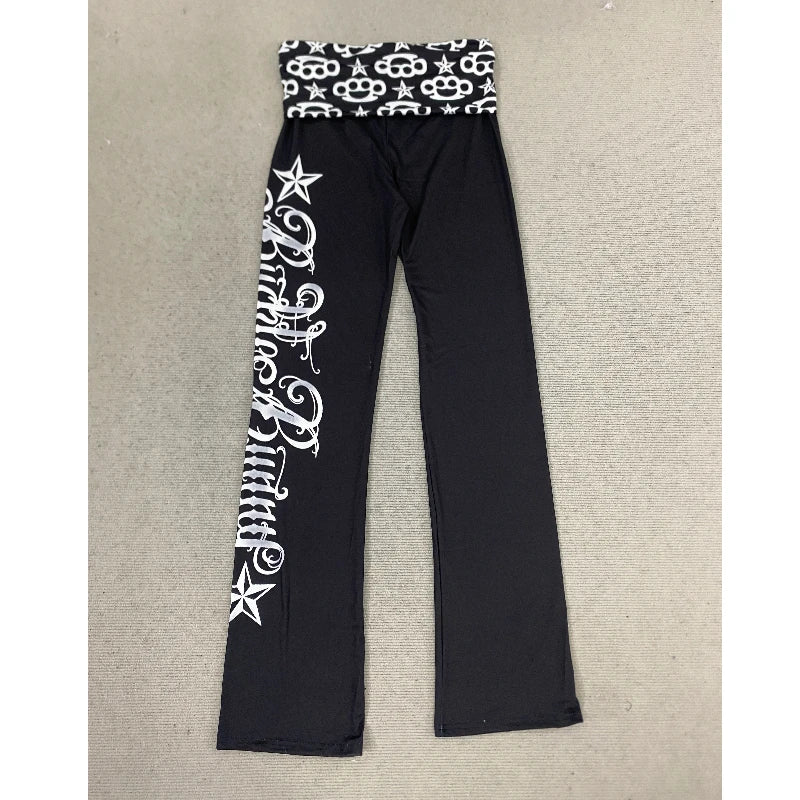 2000s Vintage style European American trendy subculture Millennium Gothic E-girl High Street slim fit versatile Casual long pant