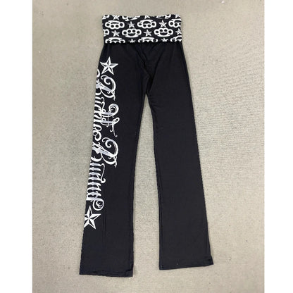 2000s Vintage style European American trendy subculture Millennium Gothic E-girl High Street slim fit versatile Casual long pant