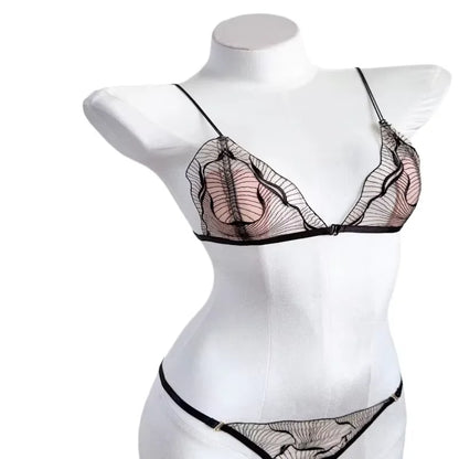 Conjunto Lingerie Mulher Fecho Frontal Renda Francesa Taça Triangular Sem Aro Alças Finas Espalda Melhorada Levemente