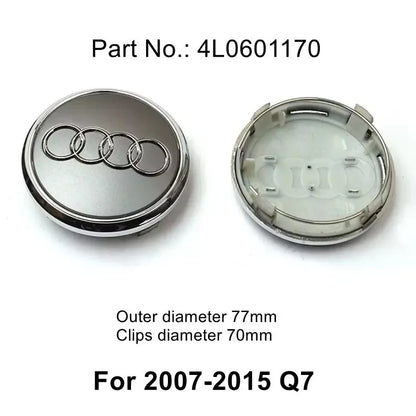 4pcs Audi Wheel Center Cap Hub Covers 60mm-135mm Car Styling Badge Auto Accessories Compatible with A3 A4 A5 A6 A7 S4 Q7 Q3