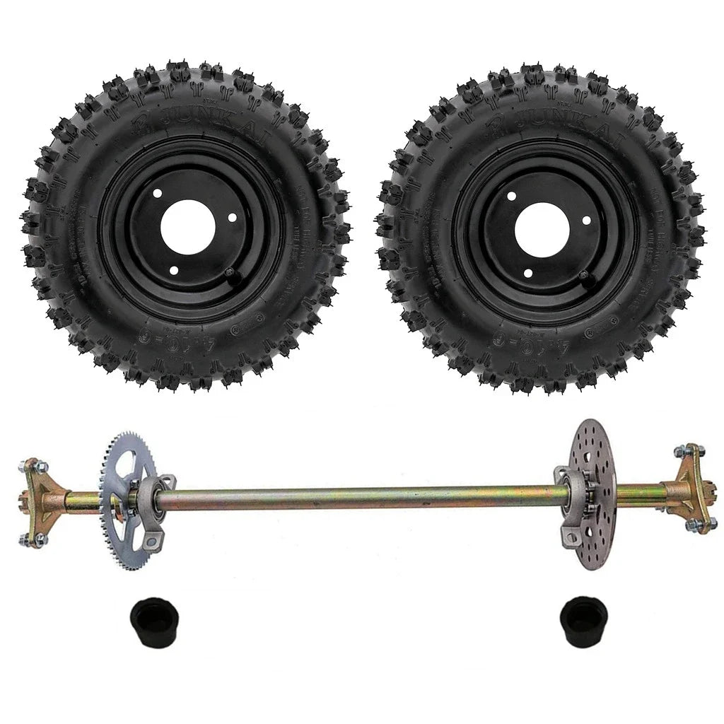 TDPRO Karting Accessories Go Kart DIY Rear Axle Assembly Wheel Hub Kit with 2pcs 4.10-6 Wheels For Mini Kids ATV QUAD Buggy