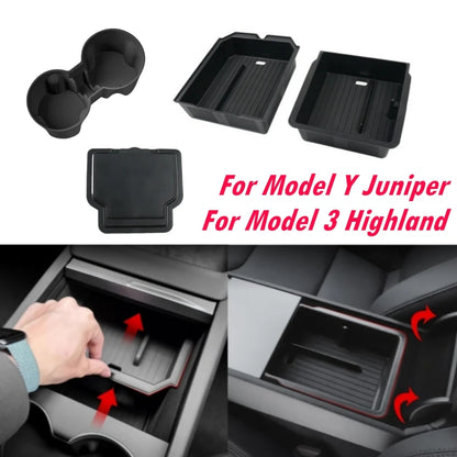 For Tesla Model Y 2025 2026 Center Console Organzier Tray Model 3 Highland 24-26 Armrest Box Hidden Storage Box Cup Holder