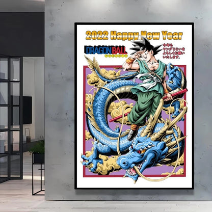 Dragon Ball Poster Super Saiyan Wall Art Goku Themed Painting Vivid Battle Design Durable Canvas Perfect for Anime Room Decor