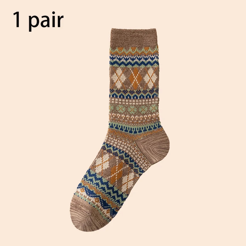 Men's Dress Socks, Cotton Crew Socks, Breathable and Sweat-Absorbing, Funky Colorful Pattern Crew Socks
