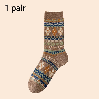 Men's Dress Socks, Cotton Crew Socks, Breathable and Sweat-Absorbing, Funky Colorful Pattern Crew Socks