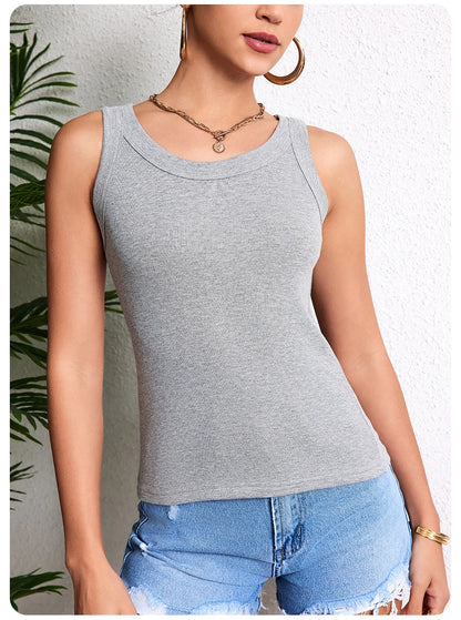 6/3/1 Piece Ladies Bottoming Solid Color Fashion Threaded Vest Casual Joker Sports Girl Mixed Color Combination Coat Parent-chil