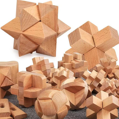 6PCS Set Wooden Brain Teaser Puzzle Cube Educational Toys for Kids And Adults Assembly & Disentanglement Puzzles IQ Challenge
