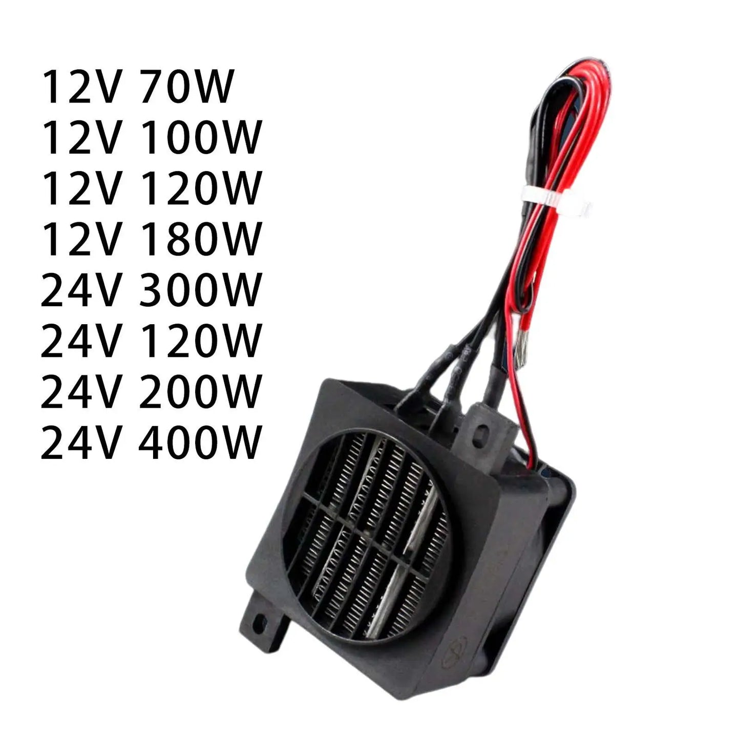 DC 12V 24V PTC Heating Element Adjustable Thermostat Overheat Protector Adjustable Mini Electric Heater Fan for Indoor Bedroom